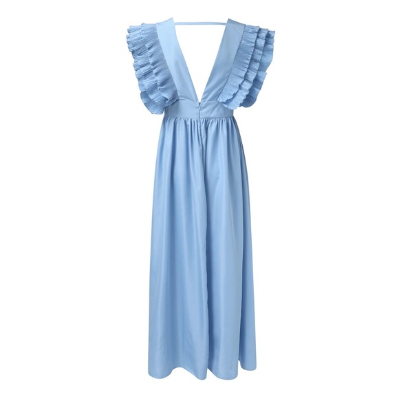 Blue Ruffle Maxi Dress - Picture 3 of 4